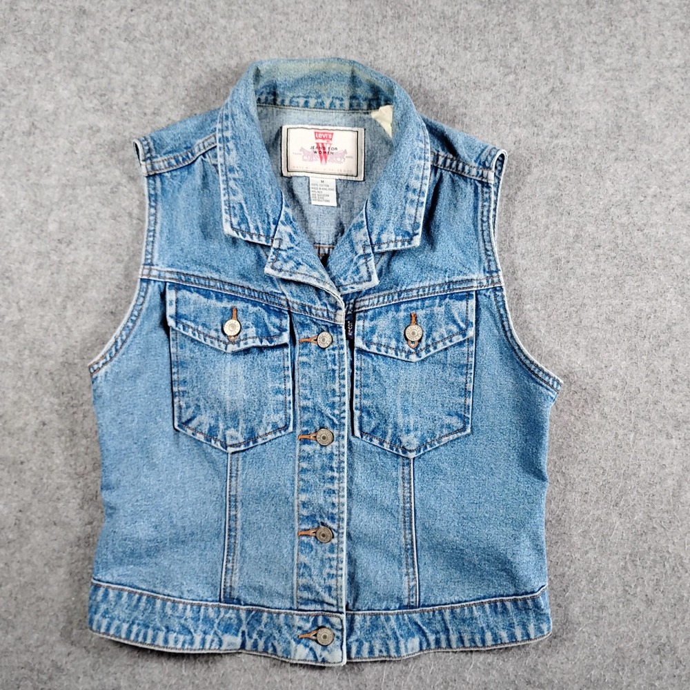 Vintage Levis Jeans For Women Denim Vest Womens Medium Blue Trucker 90s